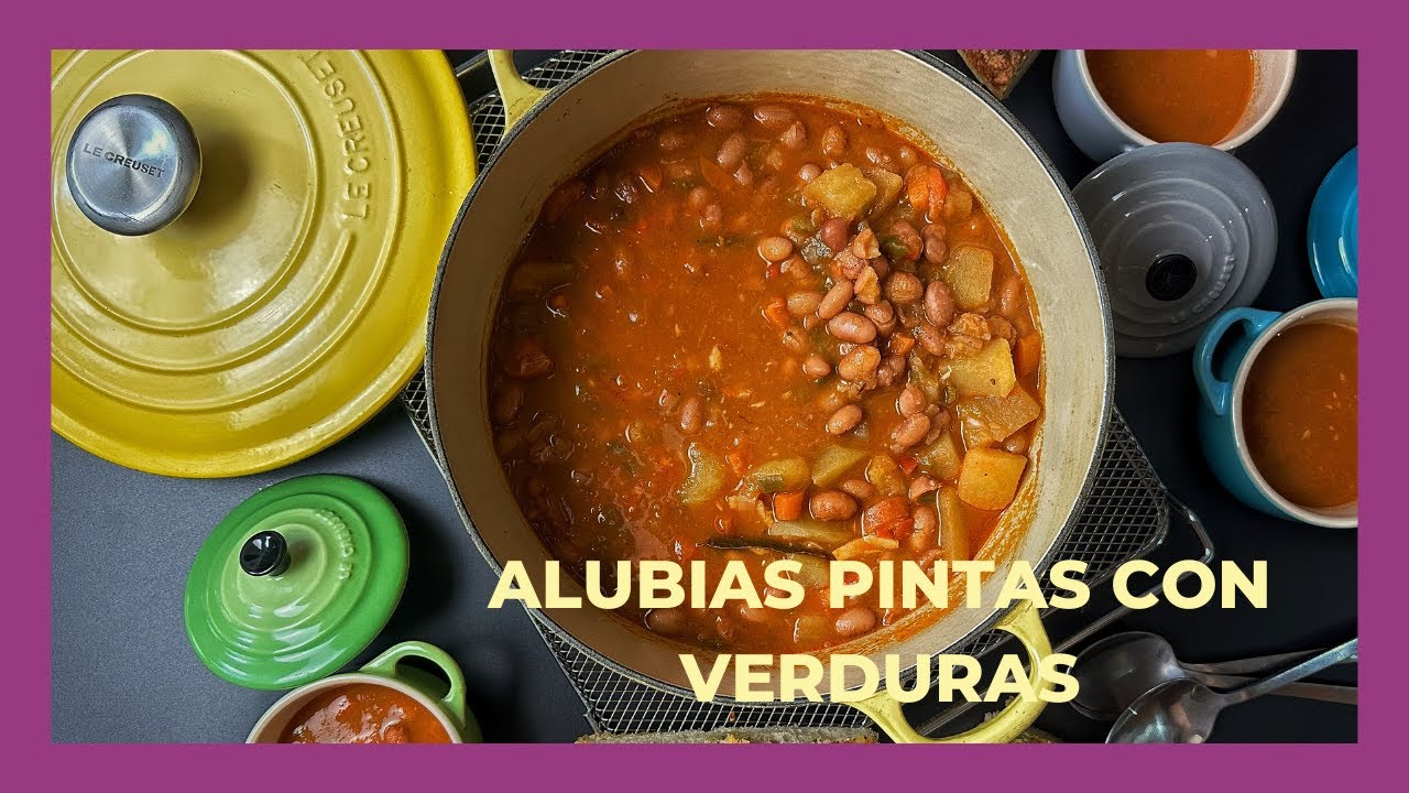 alubias pintas con verduras y arroz