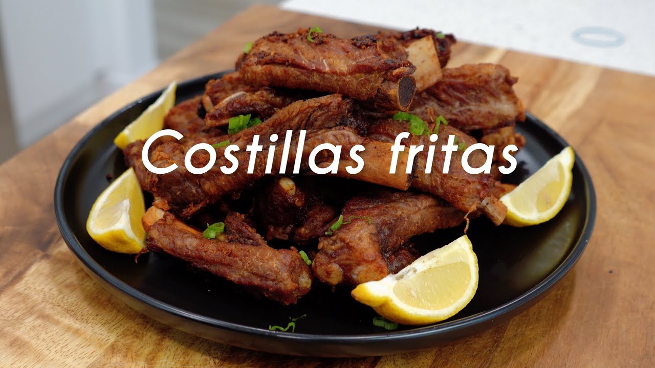 costillas de cerdo fritas en sarten