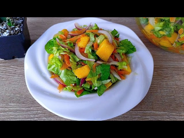 ensalada de lechuga mango y langostinos