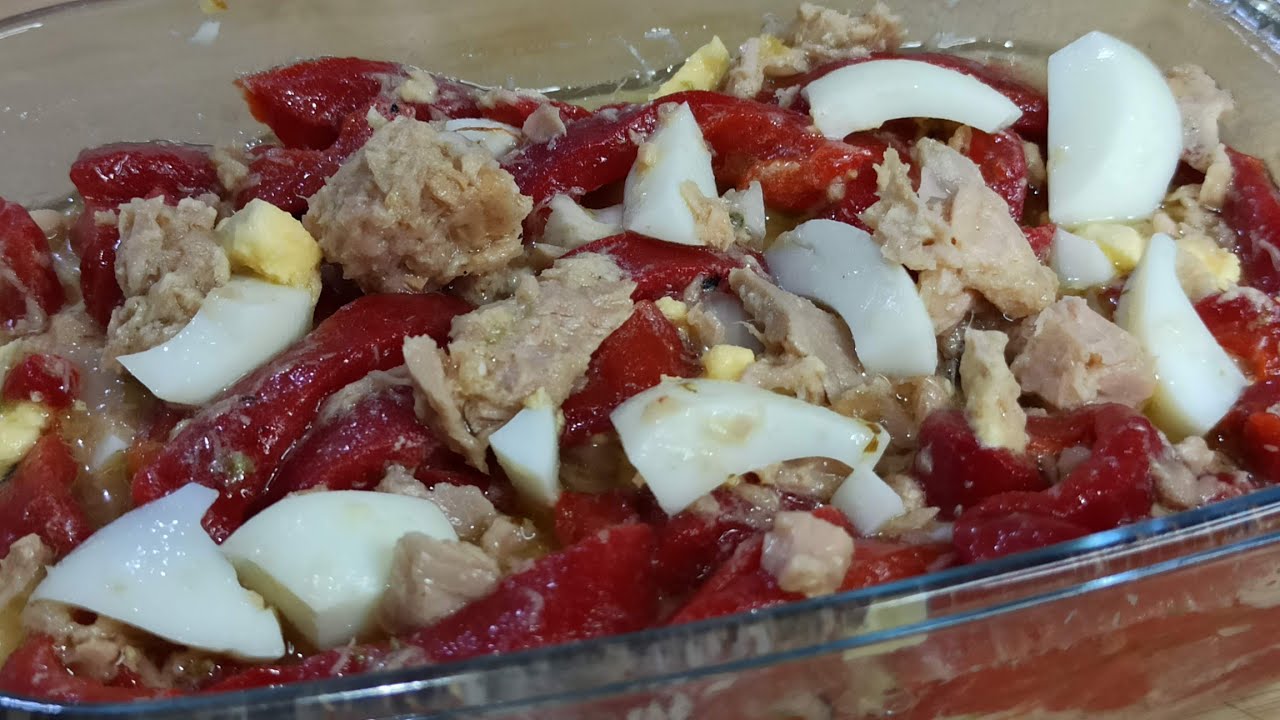 ensalada de pimientos asados y atun