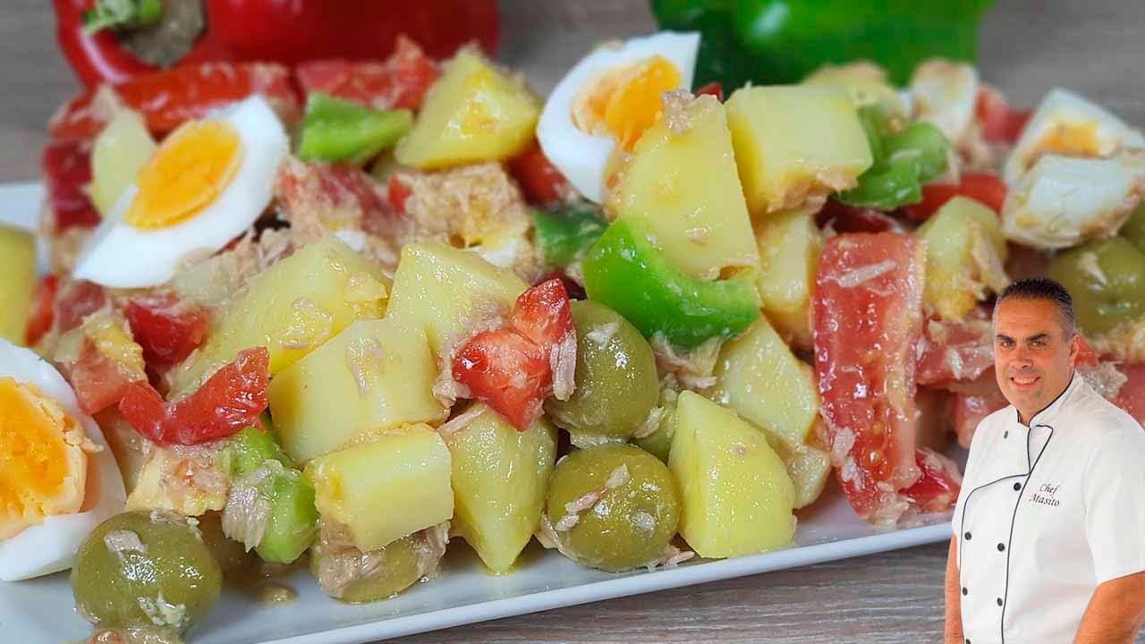 ensalada de verano con patatas y judías verdes
