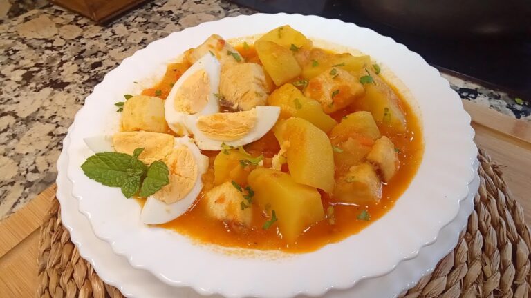 guiso de pescado con fideos y patatas