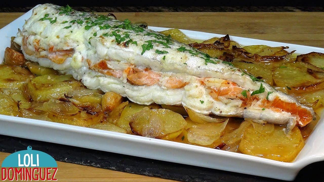 merluza rellena de gambas y jamon