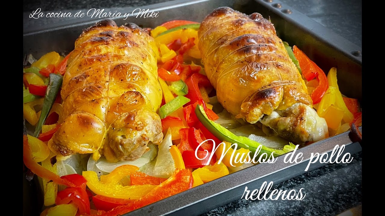 muslos rellenos de bacon y queso al horno