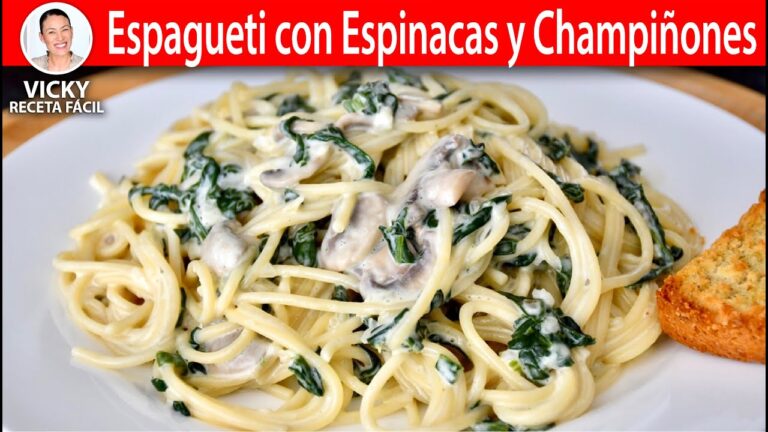 pasta con espinacas champiñones y nata