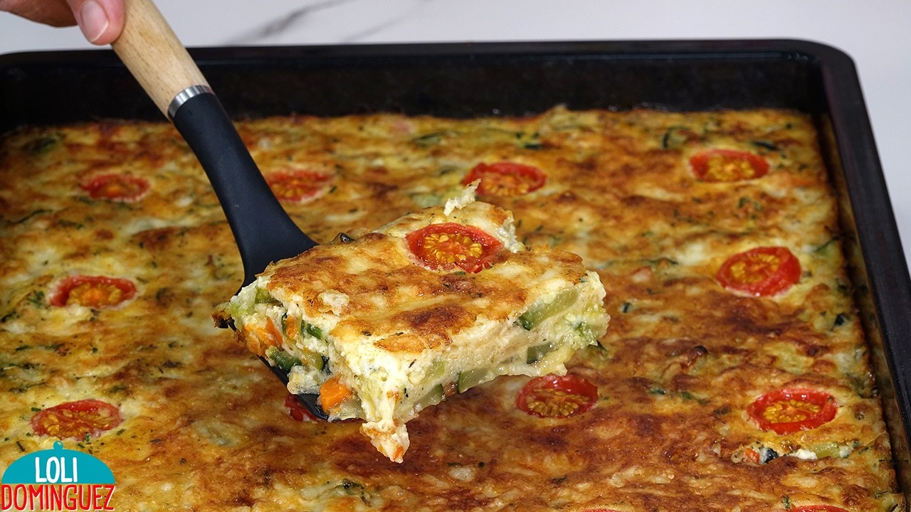 pastel de calabacín al horno con queso gratinado