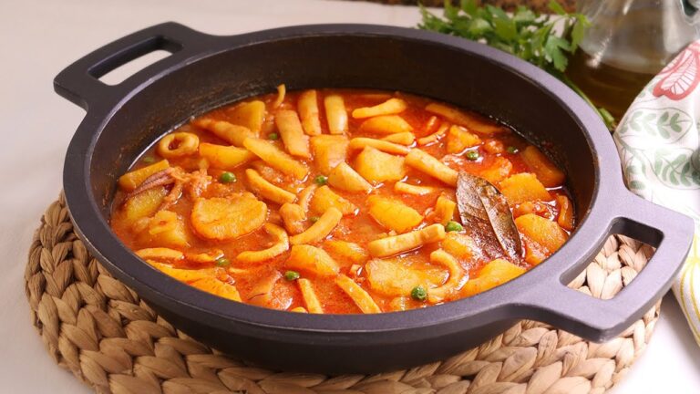 patatas guisadas con calamares y gambas