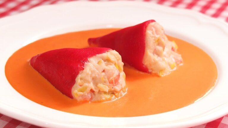 pimientos rellenos de gambas y gulas