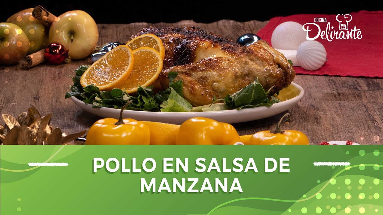 pollo relleno en salsa de manzana
