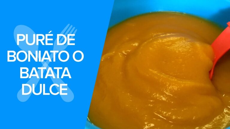 puré de boniato con pollo para bebés