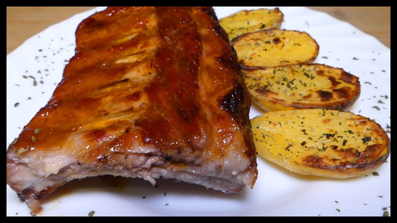receta costillas al horno con miel y soja