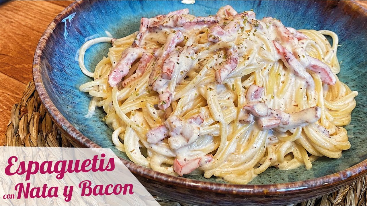 receta espaguetis con nata y bacon