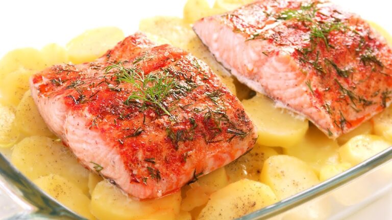 salmon al horno con patata panadera