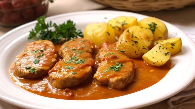 solomillo de cerdo jugoso en salsa