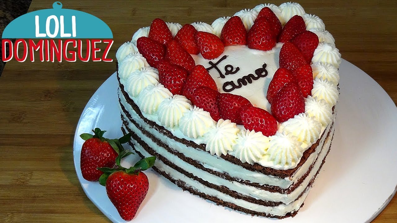 tarta de san valentín con forma de corazón